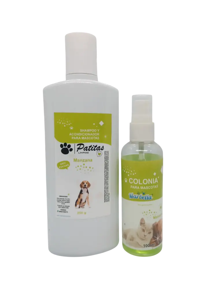 Shampoo 3 en 1 + Colonia para mascotas Manzana