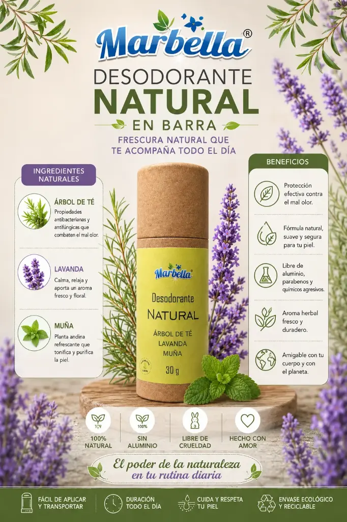 Desodorante Natural en Barra Árbol de Té 30 gr